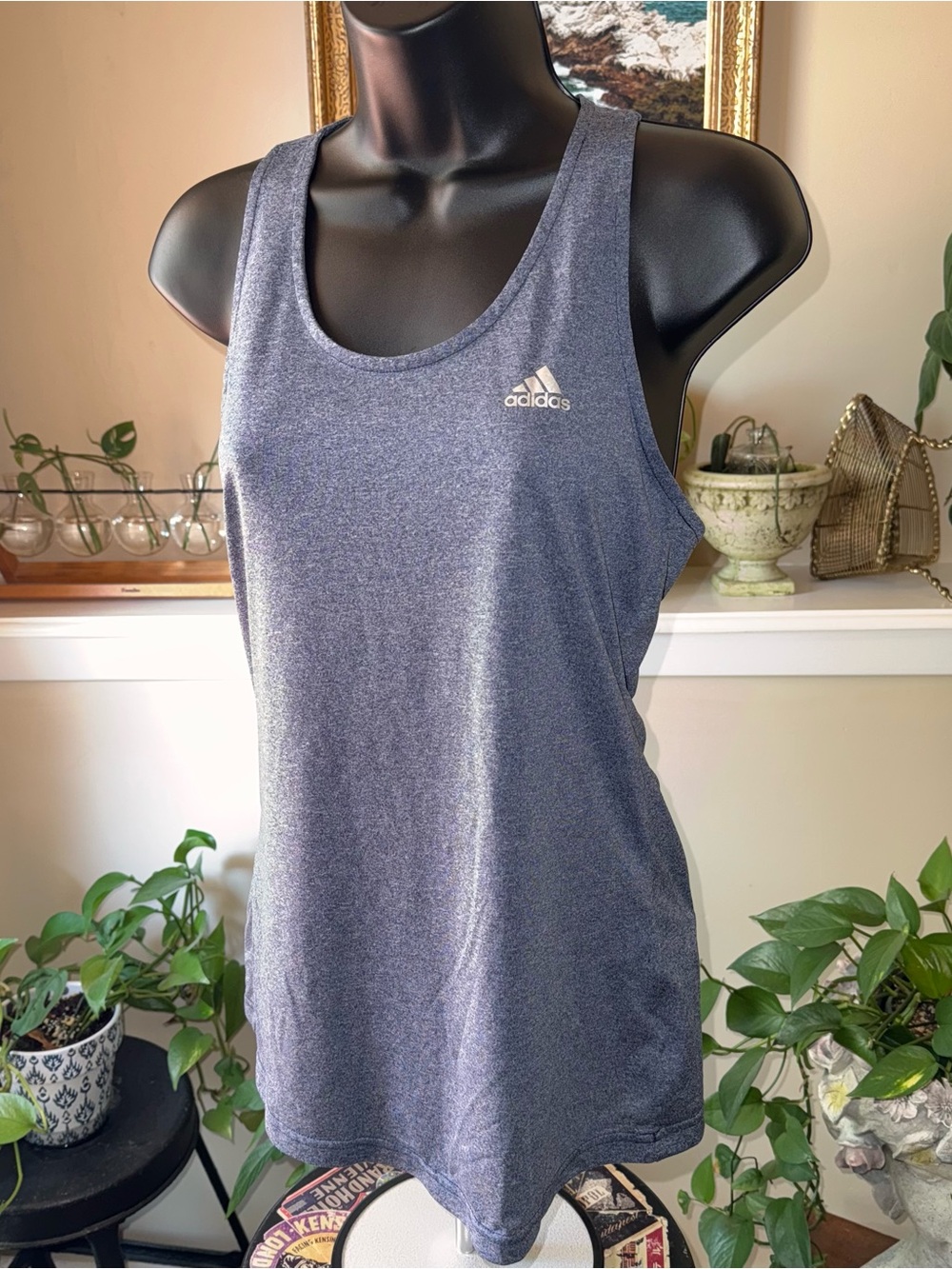 Adidas Women's Blue Heather Performance Tank Top